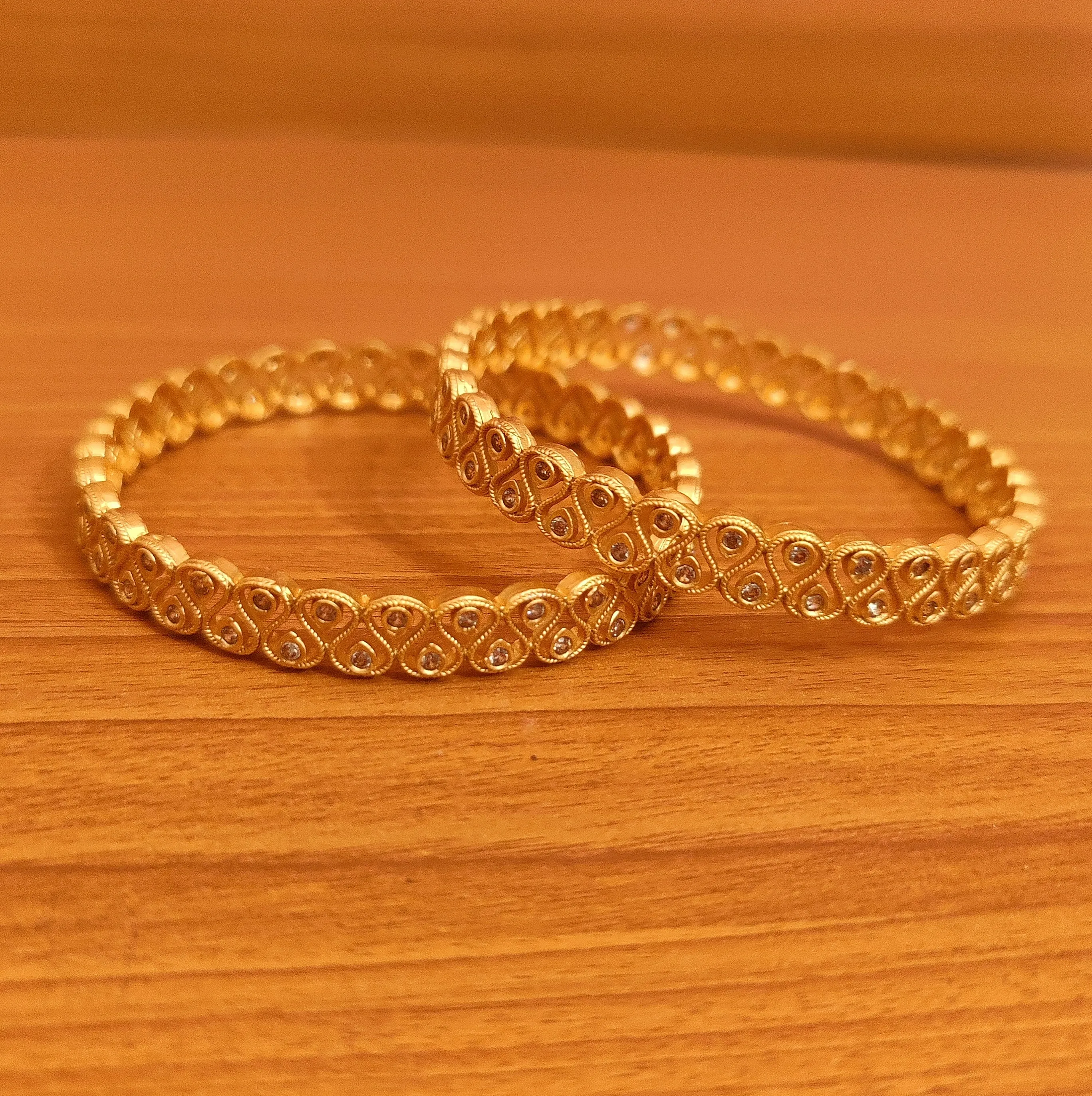 MATT LOOK GOLD PLATED CZ BANGLES