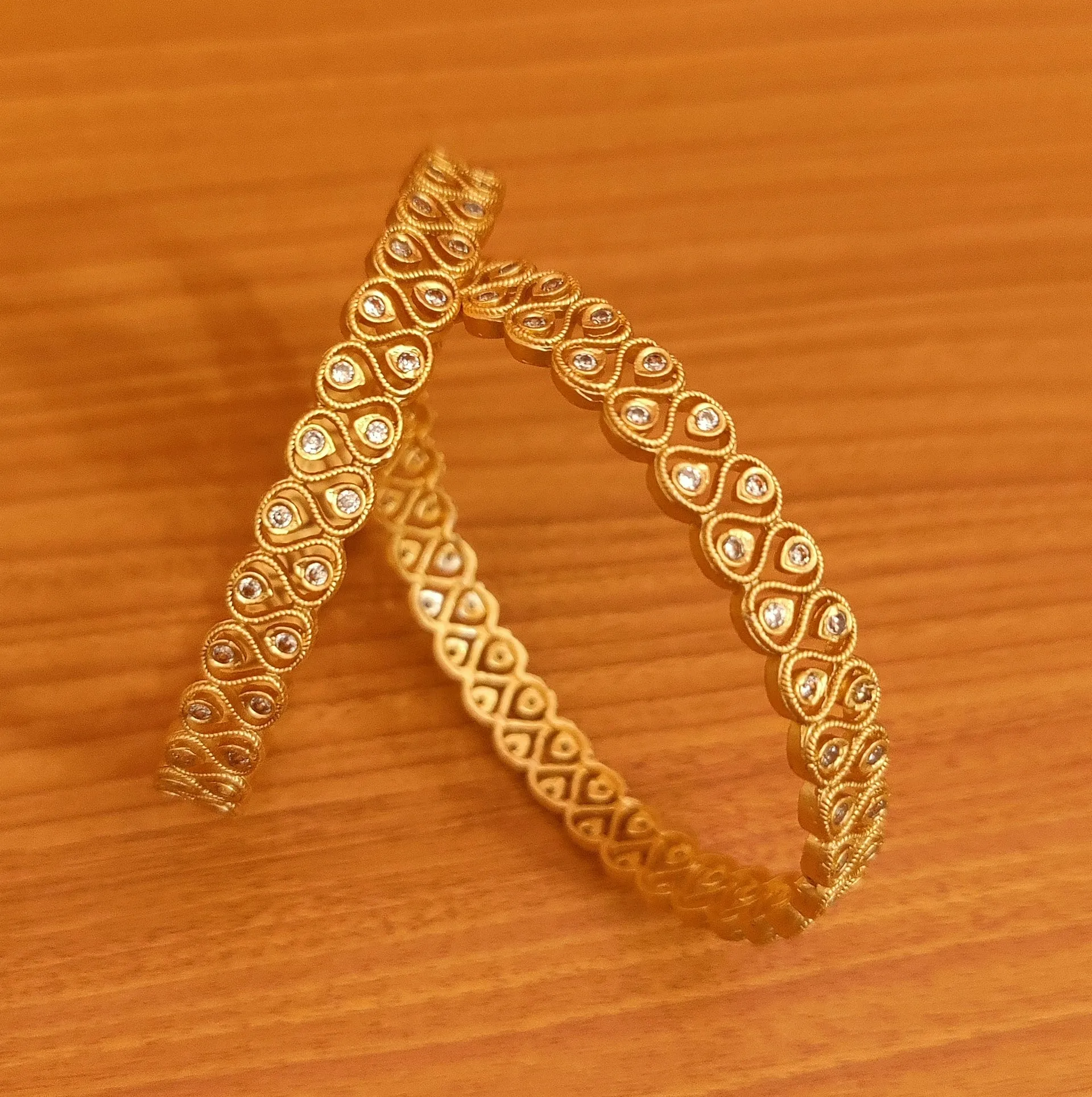 MATT LOOK GOLD PLATED CZ BANGLES