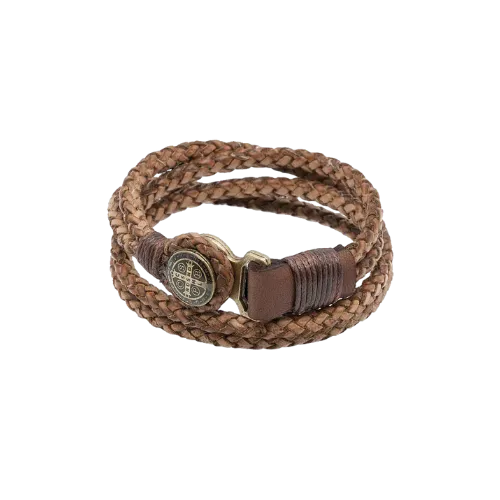 Men's Brown St. Benedict Leather Cord Bracelet
