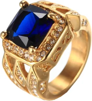 Men's Vintage Stainless Steel Cubic Zirconia Ring