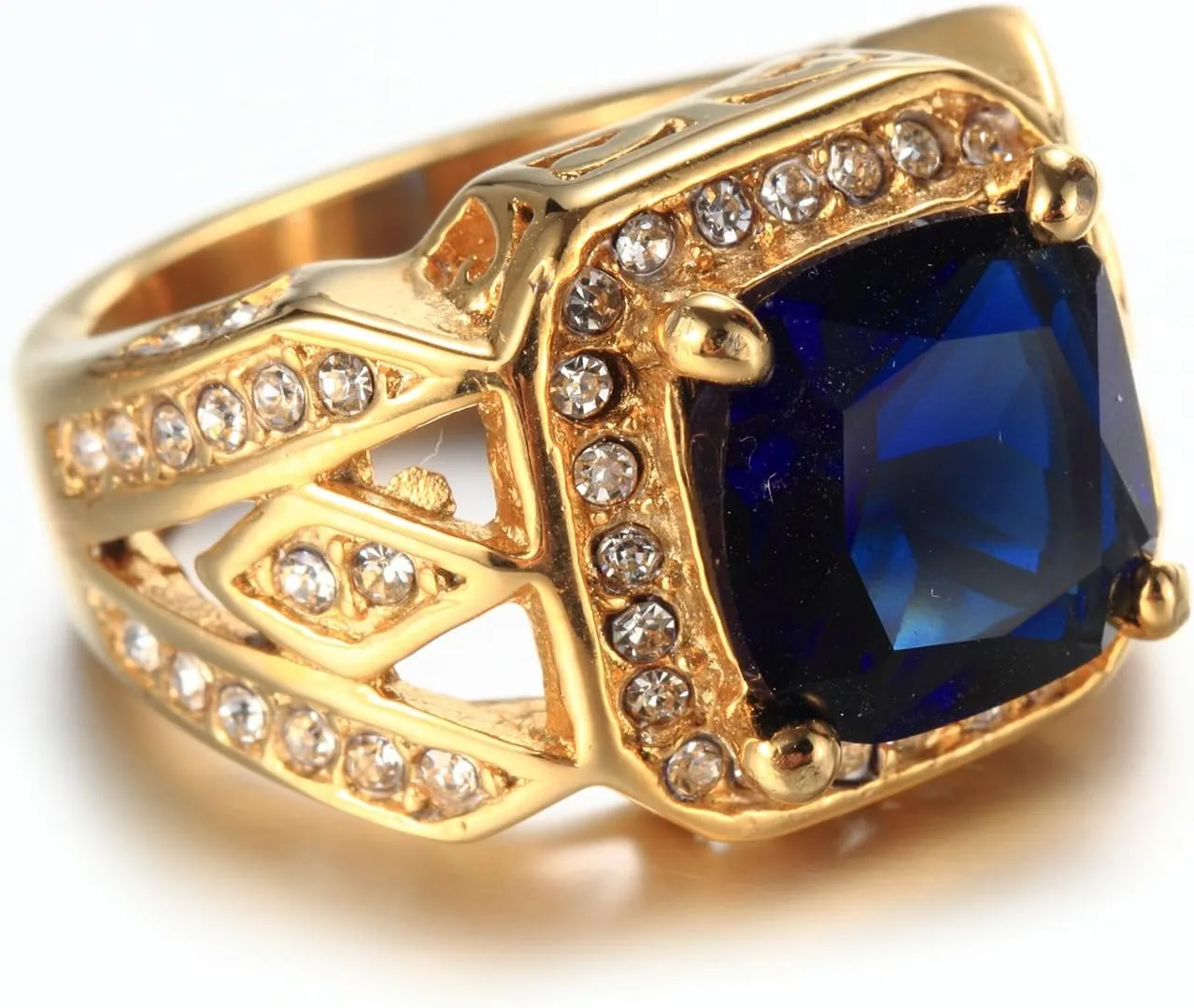 Men's Vintage Stainless Steel Cubic Zirconia Ring