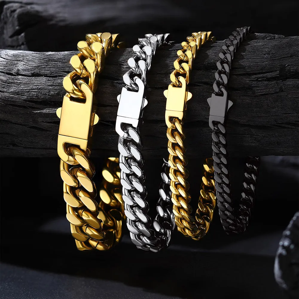 Miami Cuban Link Chain Bracelet for Men 5/7/9/12mm Width Bracelet