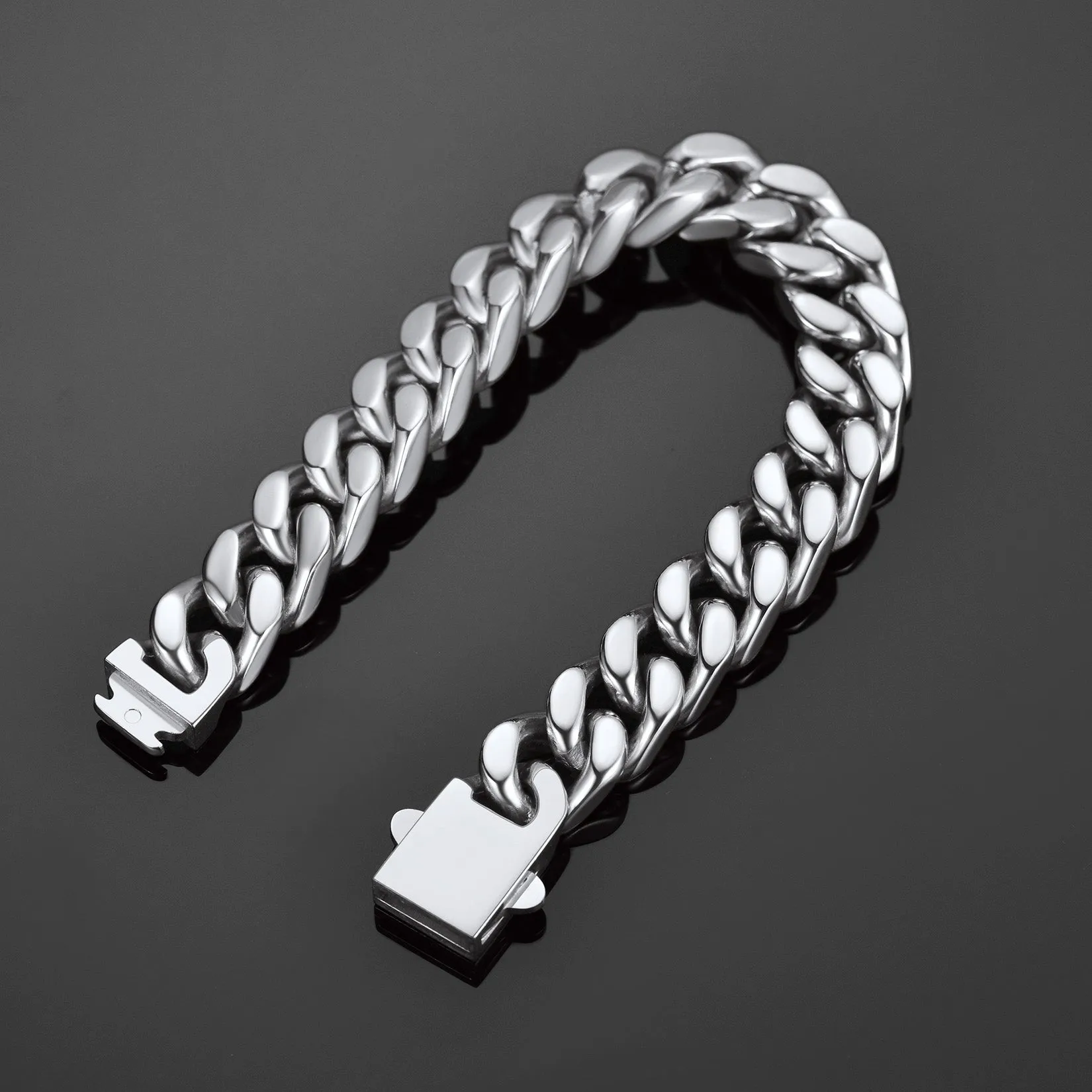 Miami Cuban Link Chain Bracelet for Men 5/7/9/12mm Width Bracelet