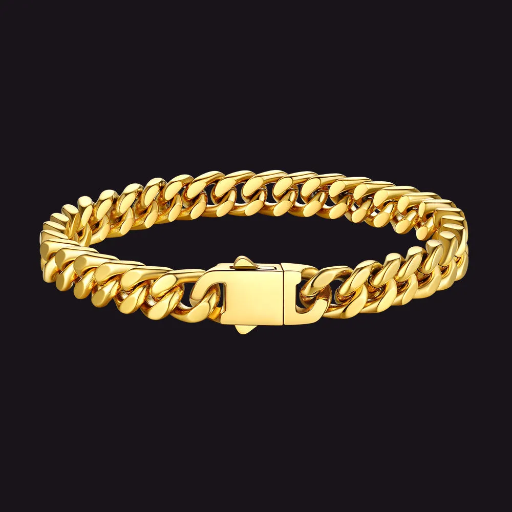 Miami Cuban Link Chain Bracelet for Men 5/7/9/12mm Width Bracelet