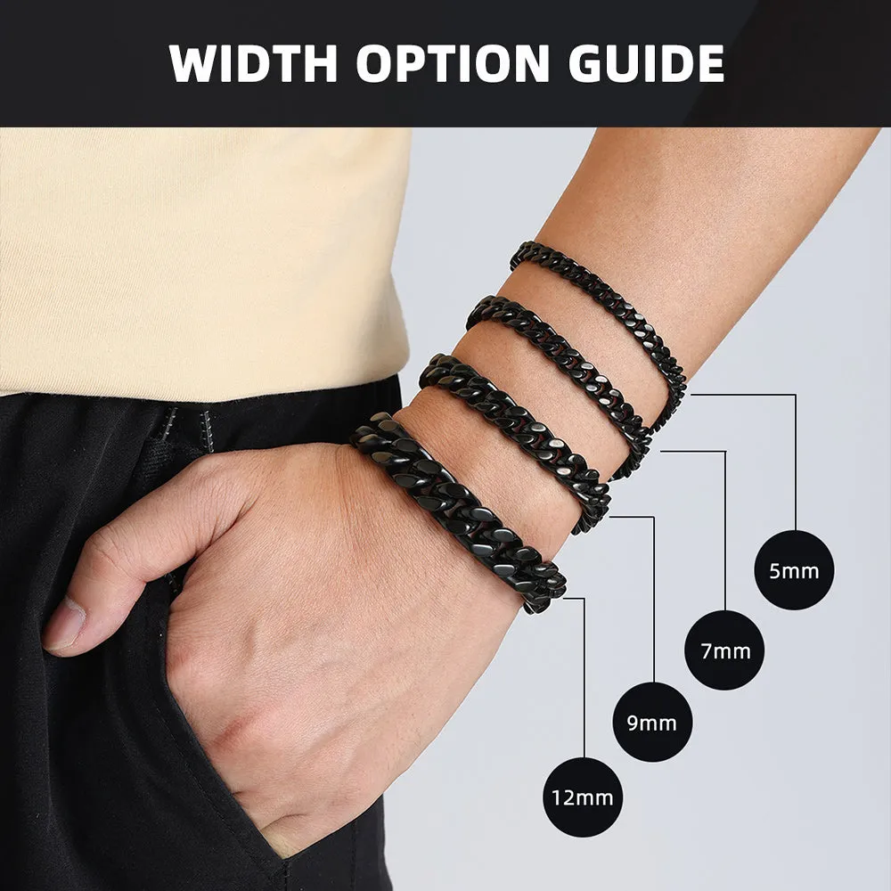 Miami Cuban Link Chain Bracelet for Men 5/7/9/12mm Width Bracelet