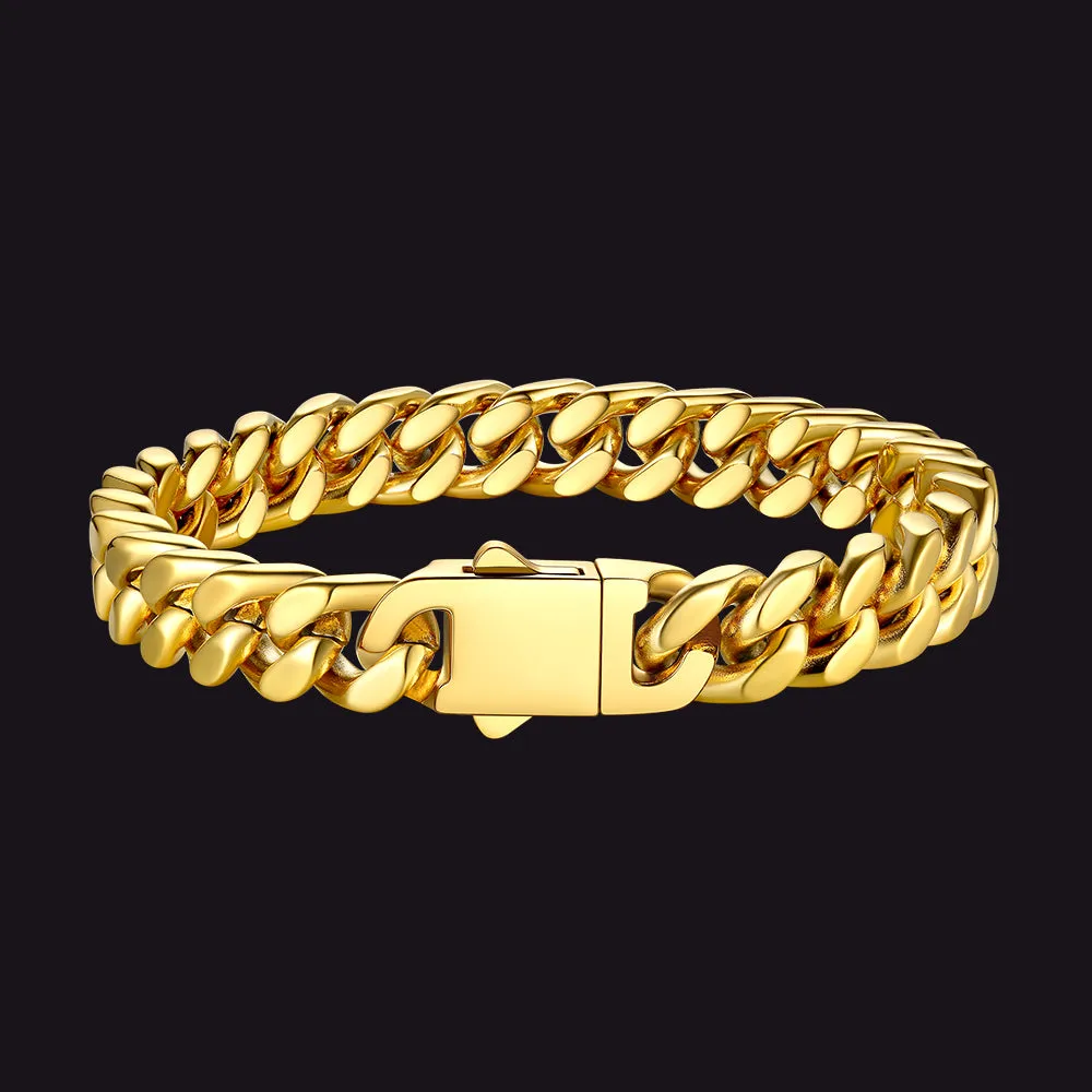 Miami Cuban Link Chain Bracelet for Men 5/7/9/12mm Width Bracelet