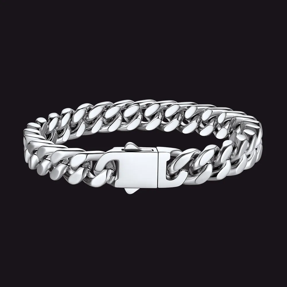 Miami Cuban Link Chain Bracelet for Men 5/7/9/12mm Width Bracelet
