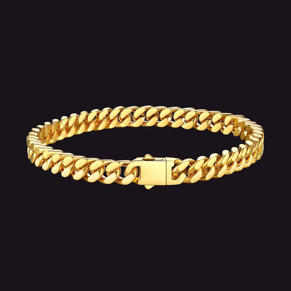 Miami Cuban Link Chain Bracelet for Men 5/7/9/12mm Width Bracelet