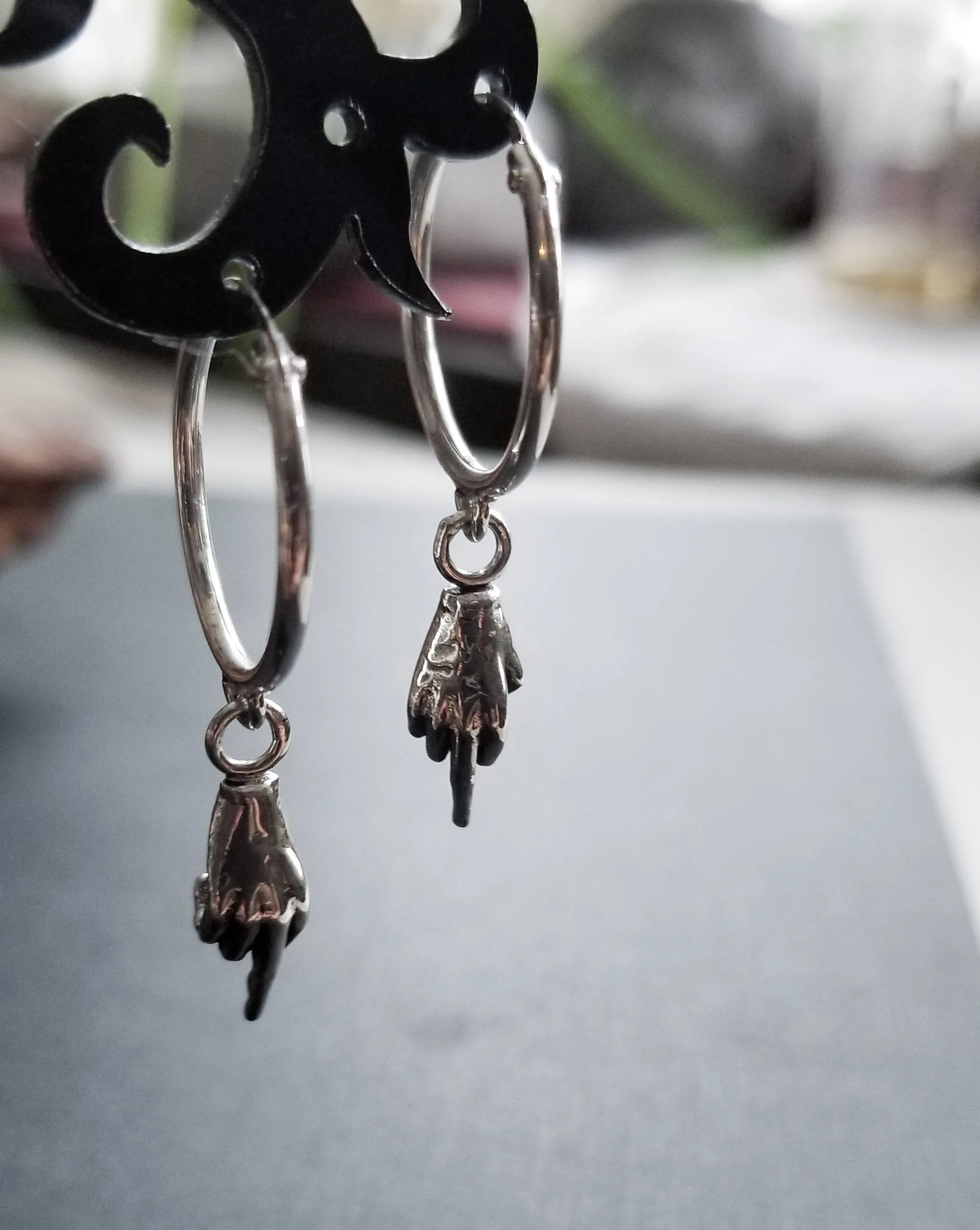 Middle Finger Hoop Earrings