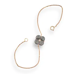 Midnight Mother Of Pearl Clover Natural Diamond Bracelet 18K Gold