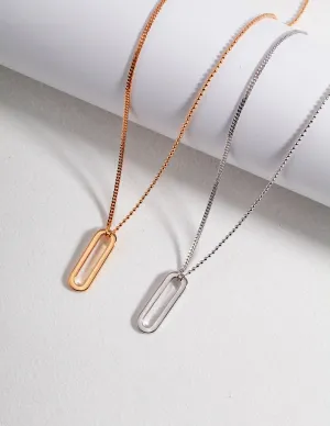 Minimalist Paperclip Pendant Necklace in Gold Vermeil