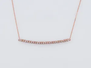 Modern Bar Necklace .24 Round Brilliant Cut Diamonds in 14k Rose Gold
