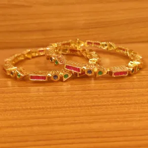 MULTICOLOUR CZ GOLD PLATED HANDCRAFTED BANGLES