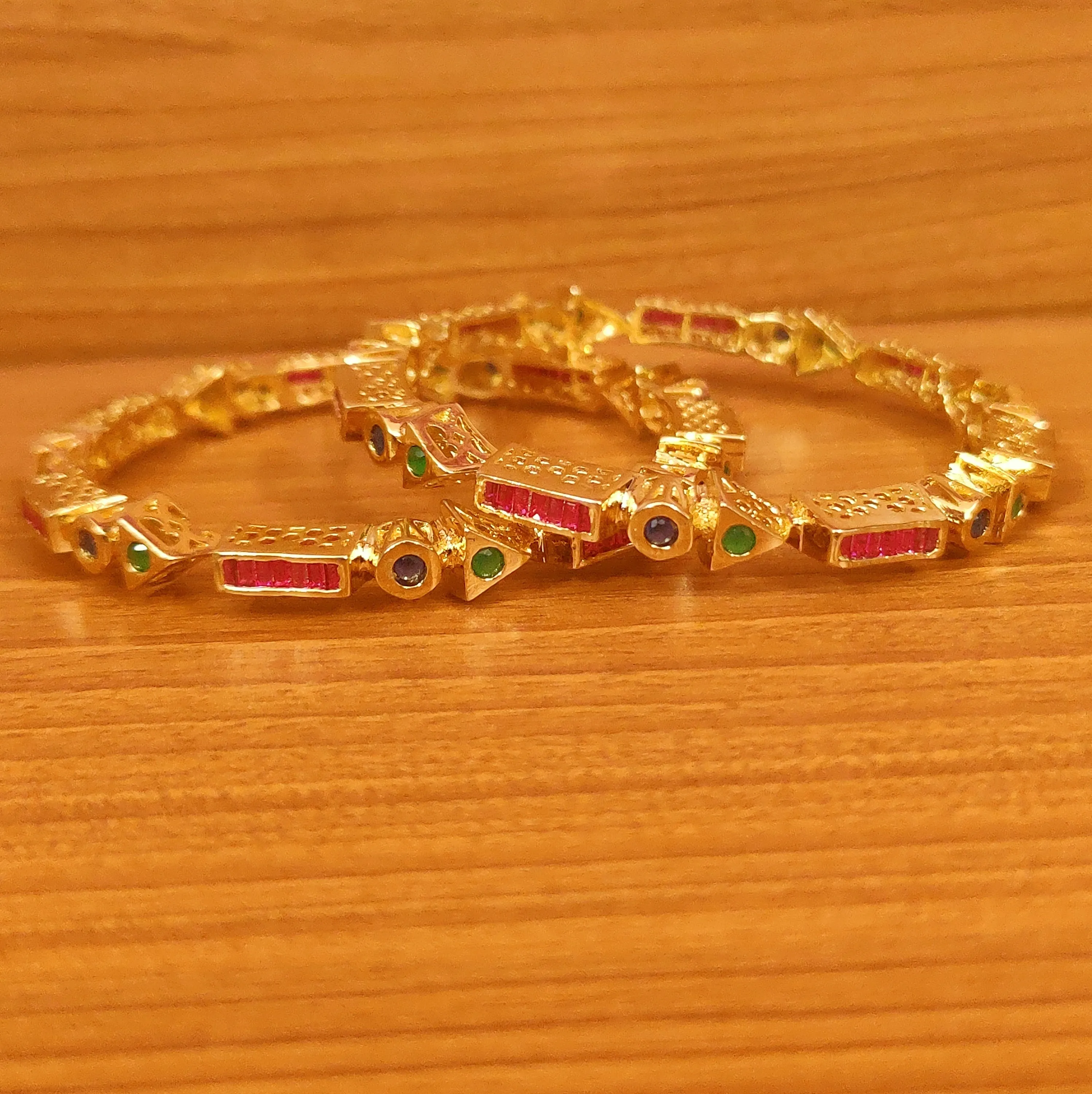 MULTICOLOUR CZ GOLD PLATED HANDCRAFTED BANGLES