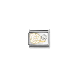 Nomination Stainless Steel and Yellow Gold Composable Classic Cubic Zirconia White Rose Link