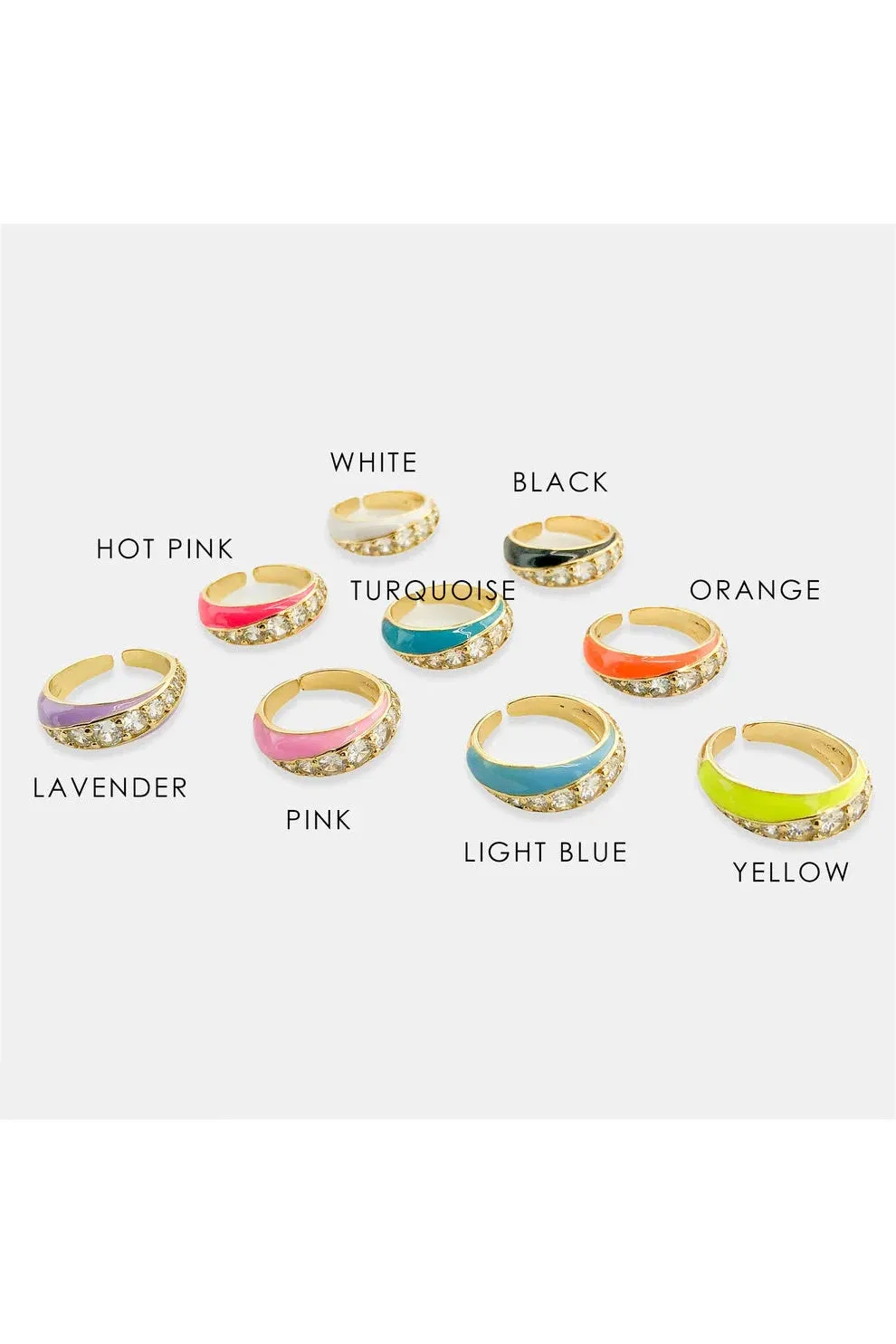 OMG BLING CZ Enamel Ring In Hot Pink