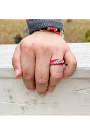 OMG BLING CZ Enamel Ring In Hot Pink