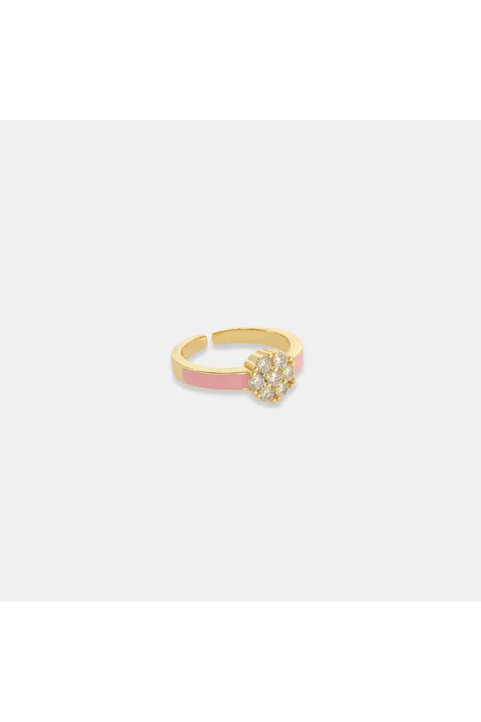 OMG BLING CZ Flower Enamel Ring In Pink