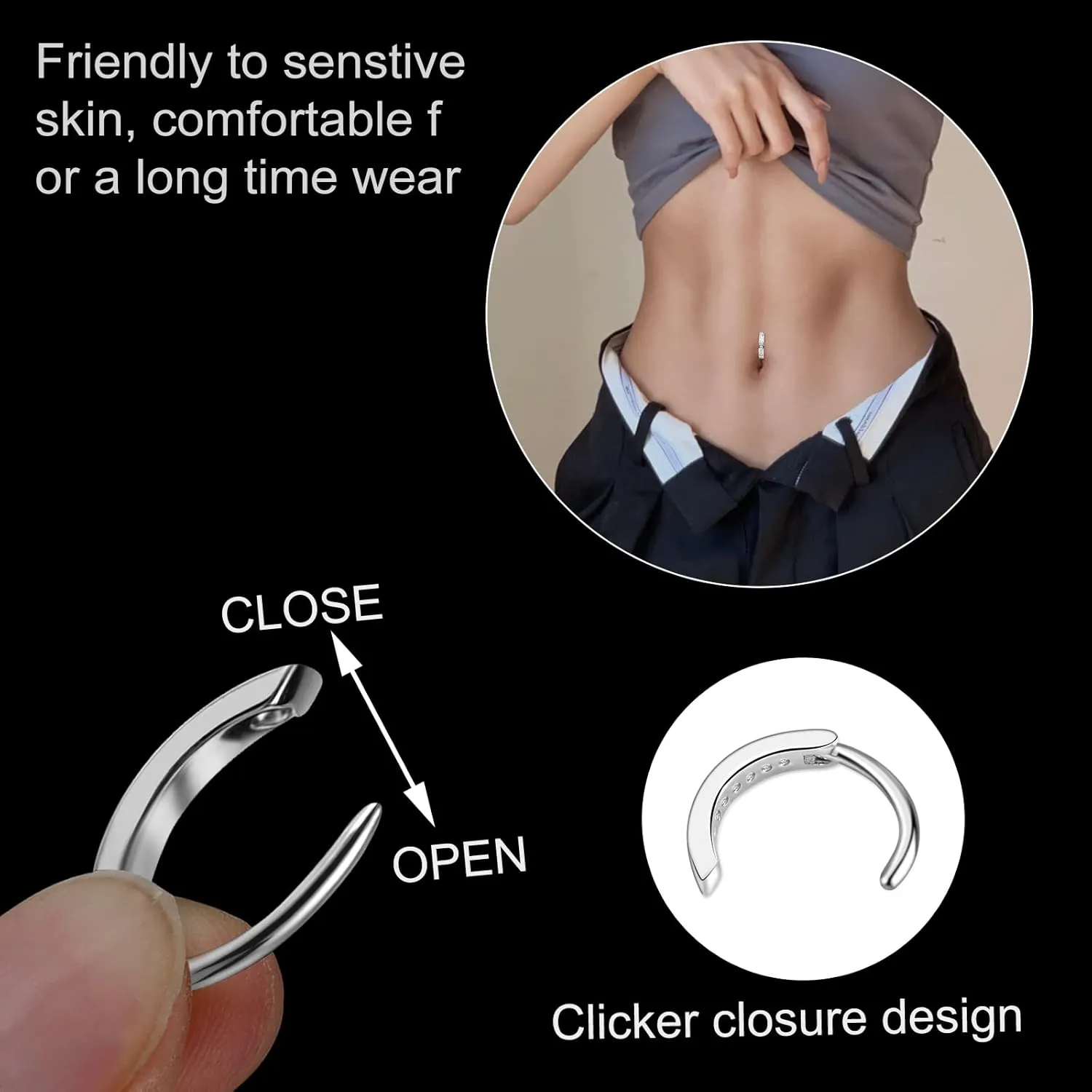 ONESING 8-12 Pcs 14G Belly Button Rings Belly Rings for Women CZ Opal Navel Rings Belly Piercings Jewelry Belly Barbells Stainless Steel Body Belly Button Piercing Jewelry