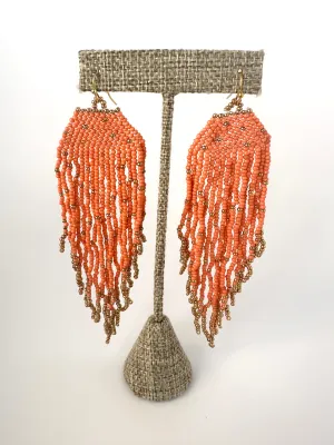 Orange & Gold Beaded Earrings