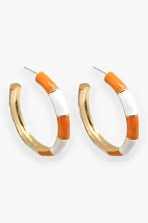 Orange& White Epoxy Hoop Earrings