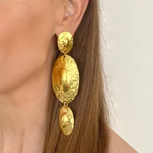 Oval Disc Statement Earrings