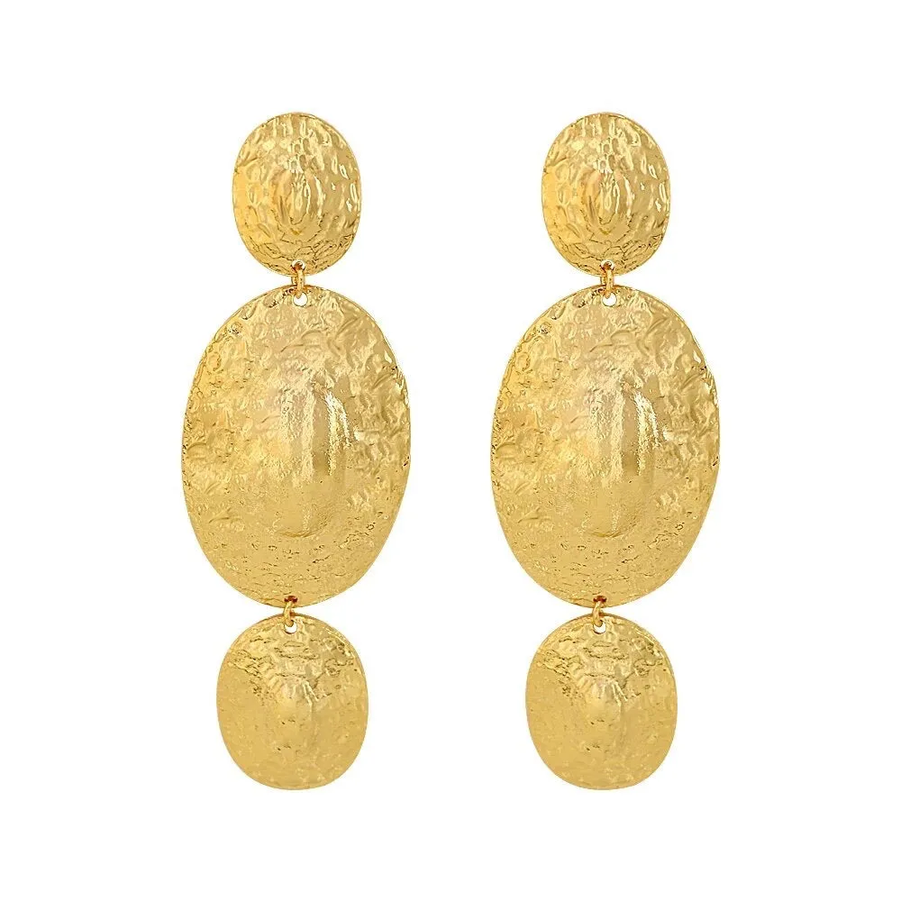 Oval Disc Statement Earrings