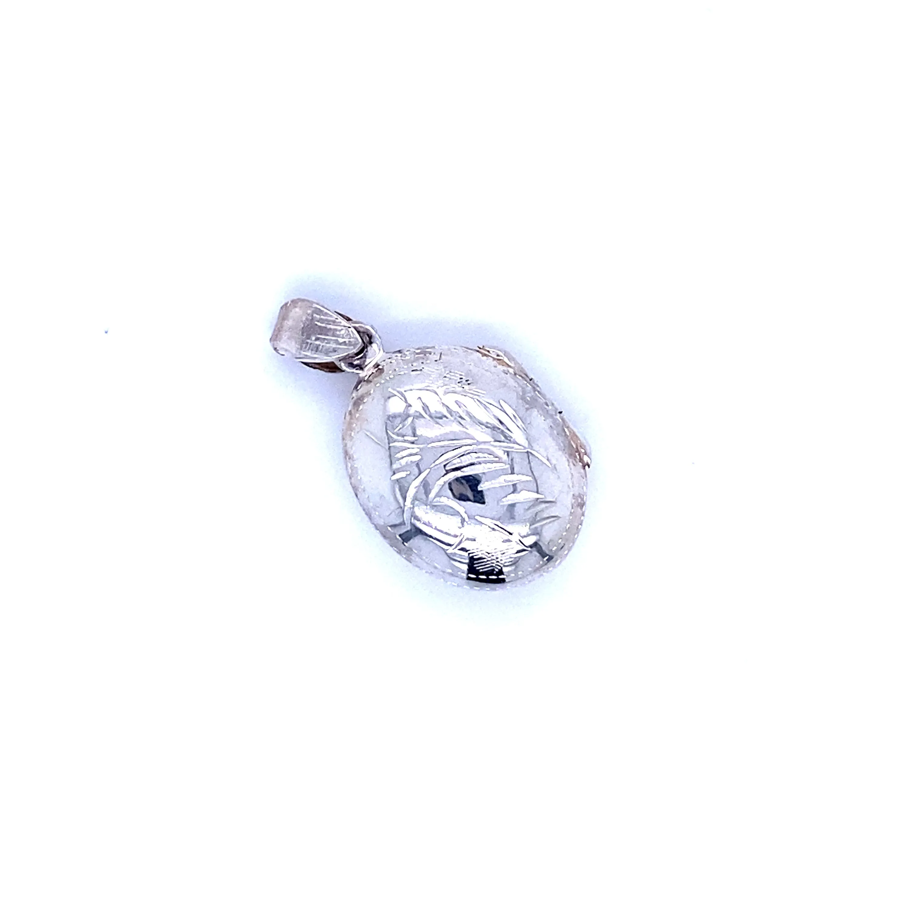 Oval Locket with Plant Etching