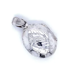 Oval Locket with Plant Etching