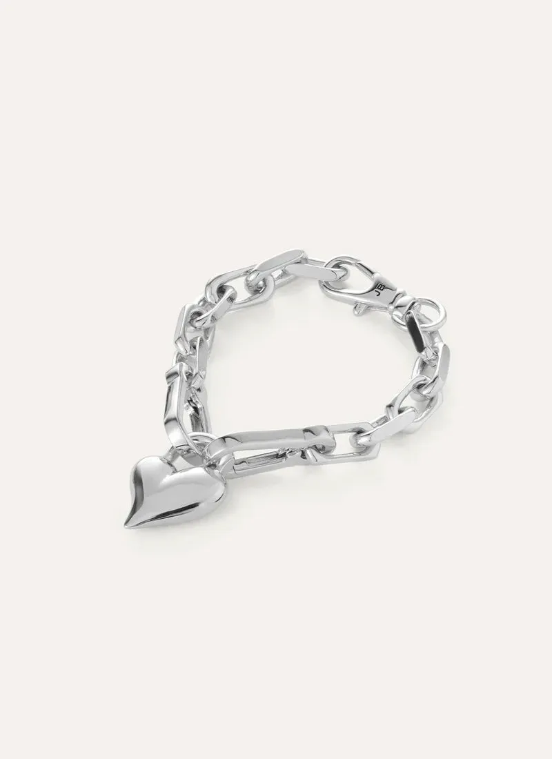 Padlock Heart Chain Bracelet Silver
