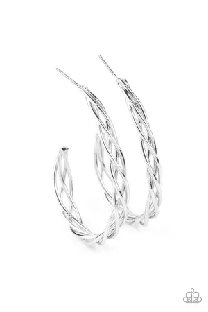 Paparazzi Twisted Tango - Silver Earrings