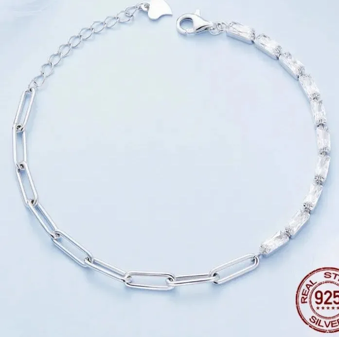 Paperclip an CZ Chain Bracelet