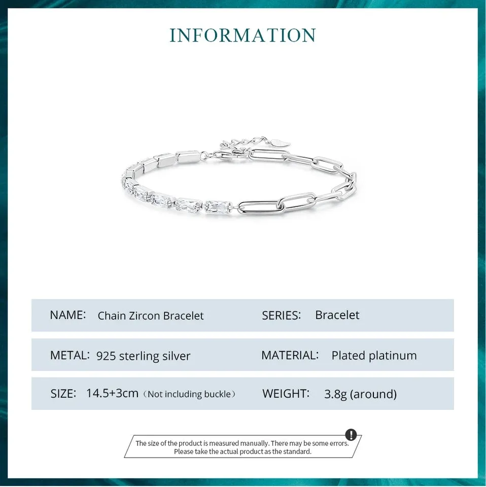Paperclip an CZ Chain Bracelet