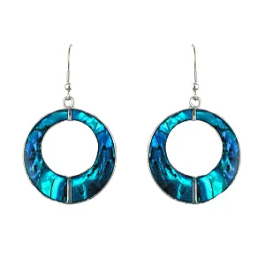 Paua Circular Drop Hook Earrings