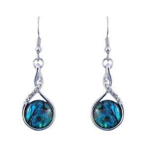 Paua Diamante Twist Drop Hook Earrings