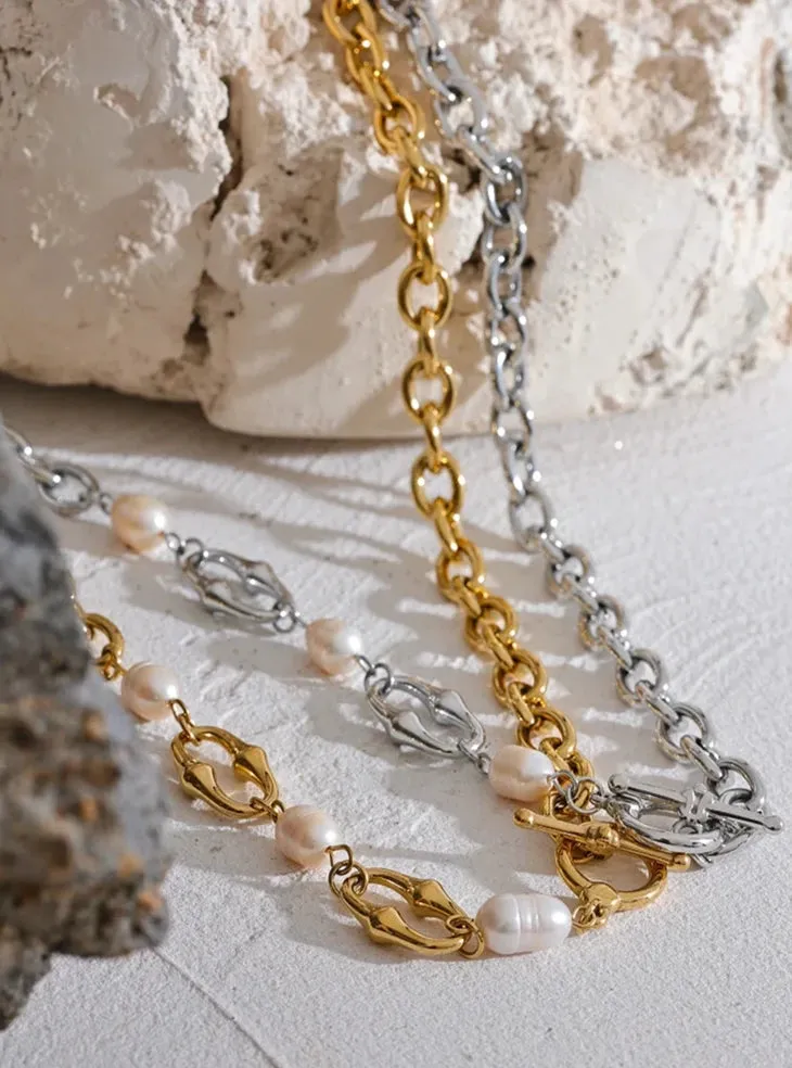 Pearl Chain Necklace & Bracelets