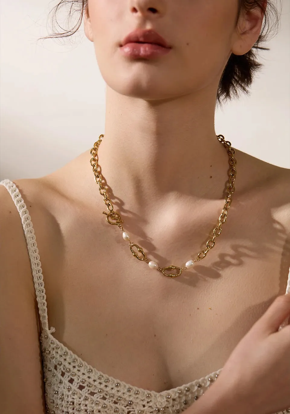 Pearl Chain Necklace & Bracelets