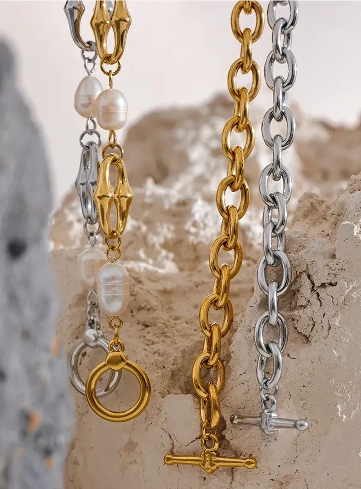 Pearl Chain Necklace & Bracelets