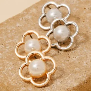 Pearl In Clover Stud Earrings