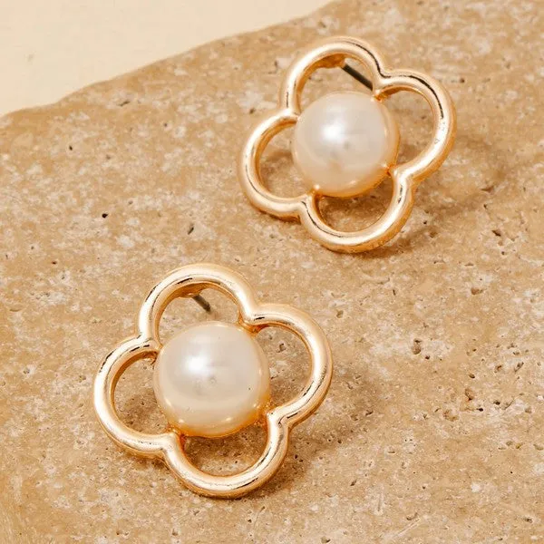 Pearl In Clover Stud Earrings