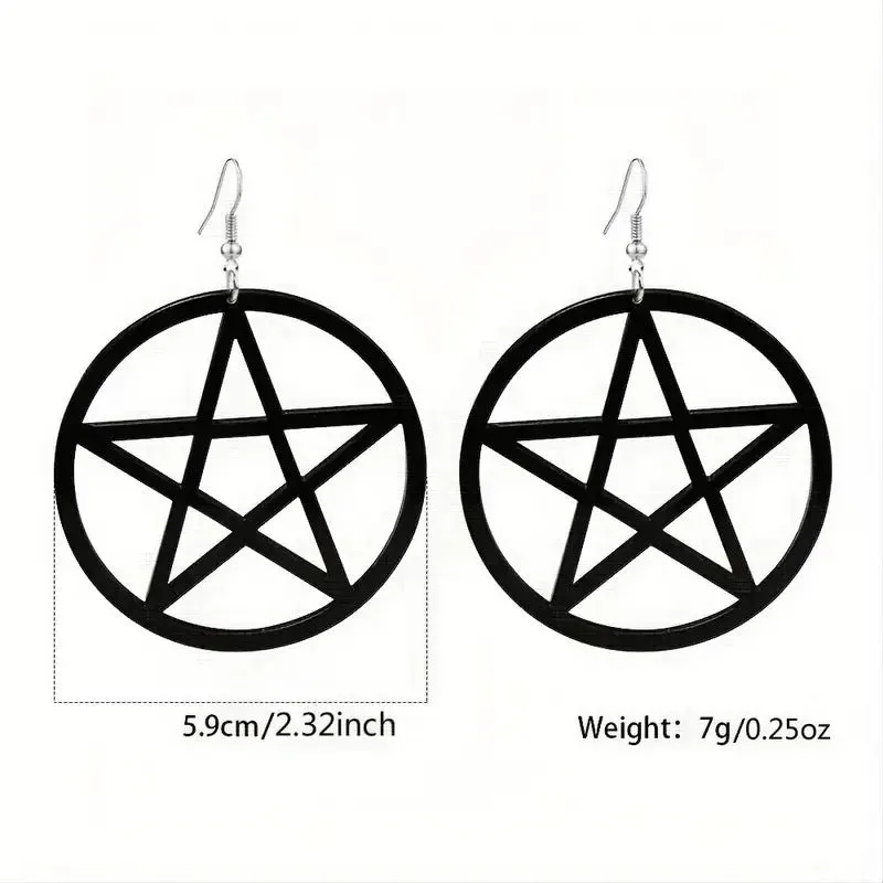 Pentagram Hoop Earrings