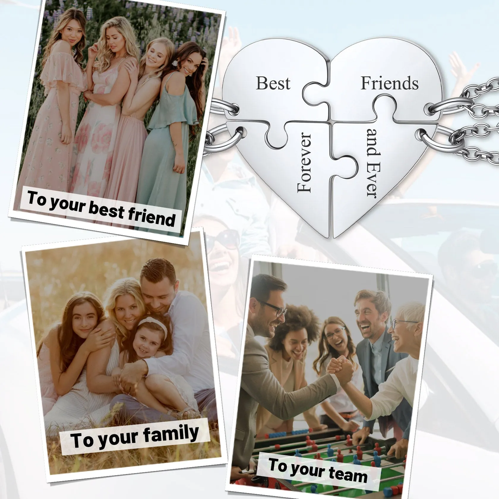 Personalized Heart Puzzle Necklaces for Couples Friends Family BF