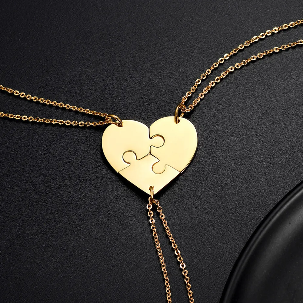 Personalized Heart Puzzle Necklaces for Couples Friends Family BF