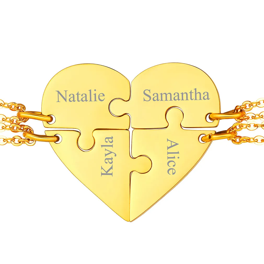 Personalized Heart Puzzle Necklaces for Couples Friends Family BF