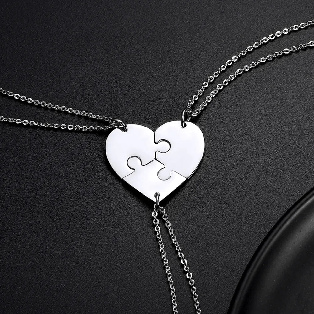 Personalized Heart Puzzle Necklaces for Couples Friends Family BF