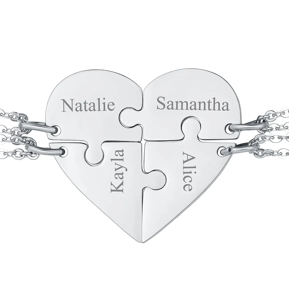 Personalized Heart Puzzle Necklaces for Couples Friends Family BF