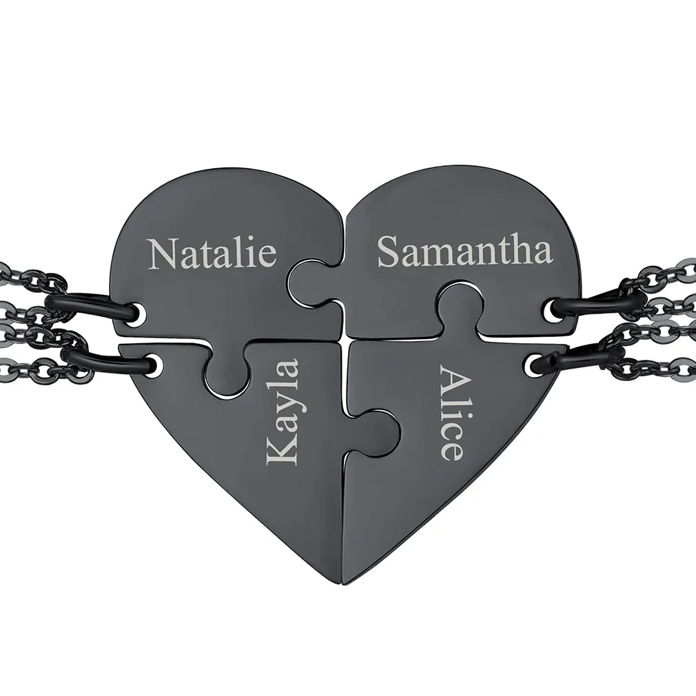 Personalized Heart Puzzle Necklaces for Couples Friends Family BF