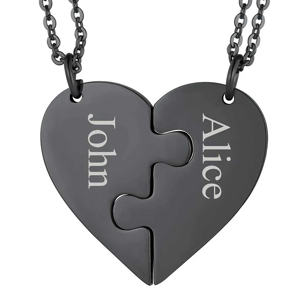 Personalized Heart Puzzle Necklaces for Couples Friends Family BF