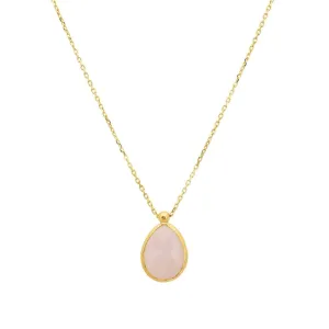Petite Drop Necklace in Gold Rose Quartz