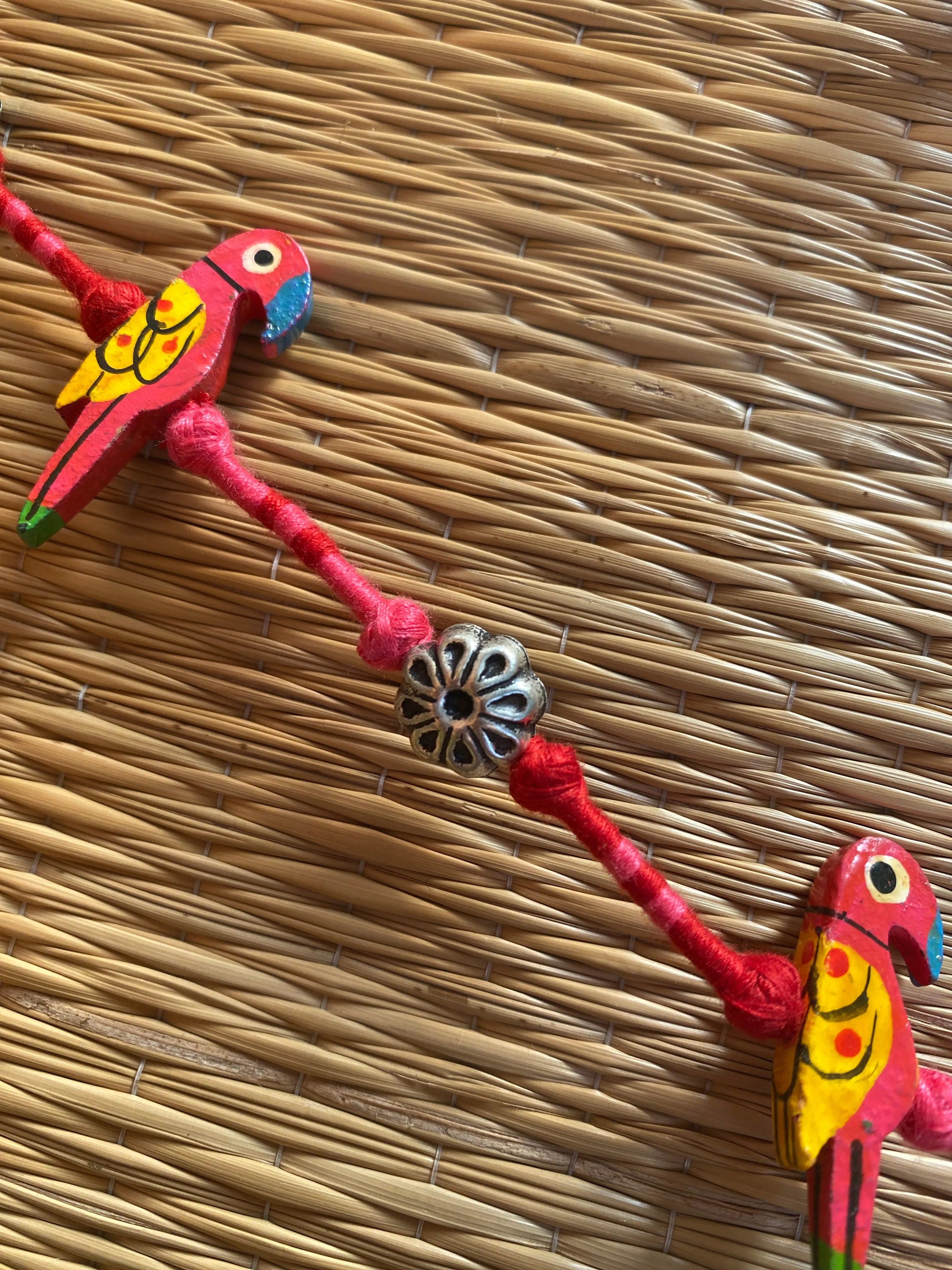 Pink Red Patwa Sleek Thread Necklace
